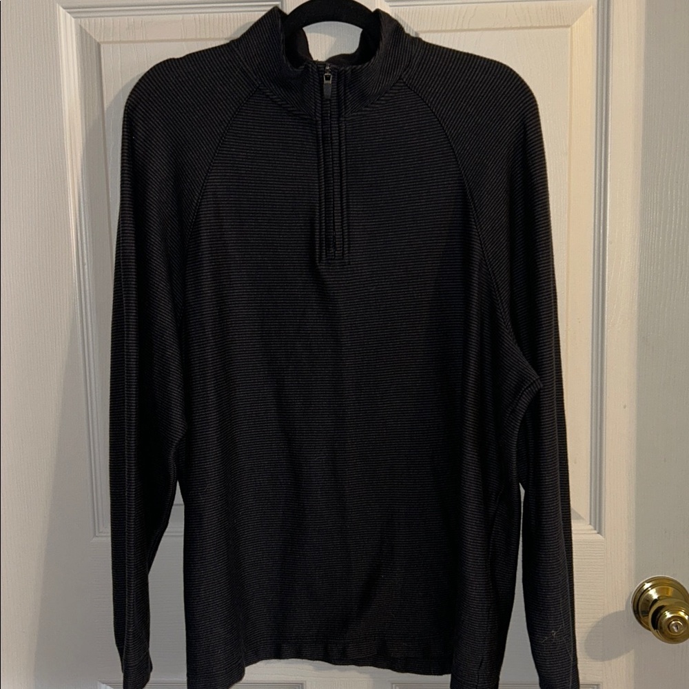 Cremieux Classic Mens Dark Gray Black Quarter Zip Pullover Size XL
